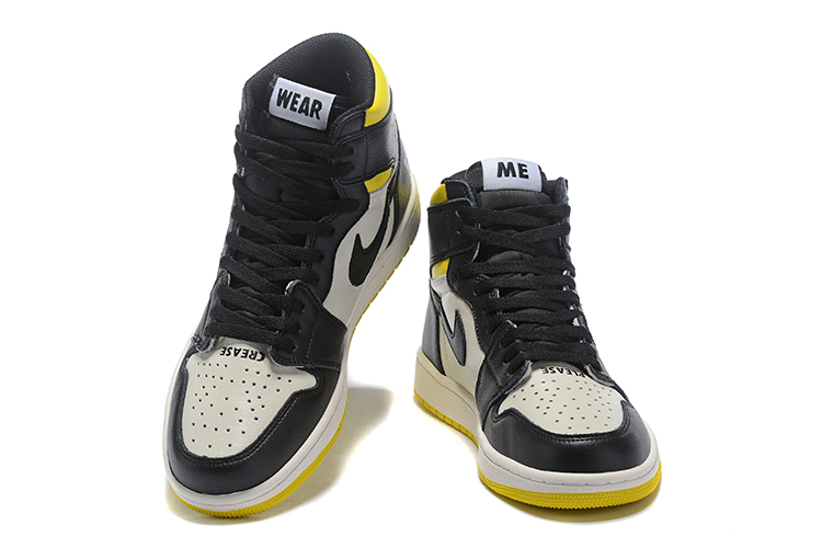 2018 Air Jordan 1 High Black White Yellow Shoes - Click Image to Close